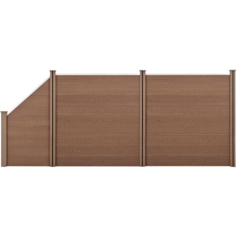 Recinzione in WPC per Giardino Staccionata da Elementi Inclinato e Rettangolari 183x451 cm Marrone NEU.HOLZ