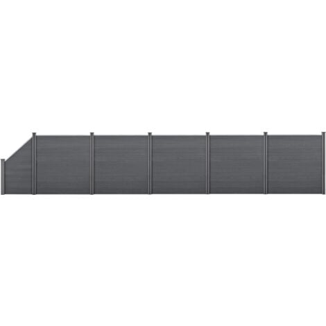 Recinzione in WPC per Giardino Staccionata da Elementi Inclinato e Rettangolari 183x973 cm Grigio NEU.HOLZ