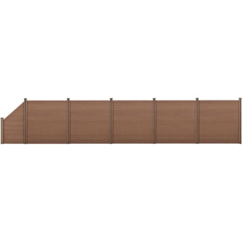 Recinzione in WPC per Giardino Staccionata da Elementi Inclinato e Rettangolari 183x973 cm Marrone NEU.HOLZ