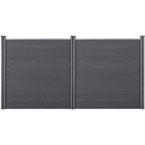 Recinzione in WPC per Giardino Staccionata Frangivista Alta 183 cm Lunga 357 cm Grigio NEU.HOLZ