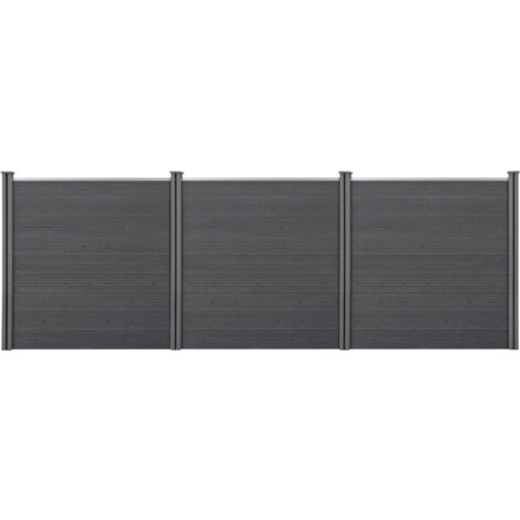 Recinzione in WPC per Giardino Staccionata Frangivista Alta 183 cm Lunga 531 cm Grigio NEU.HOLZ
