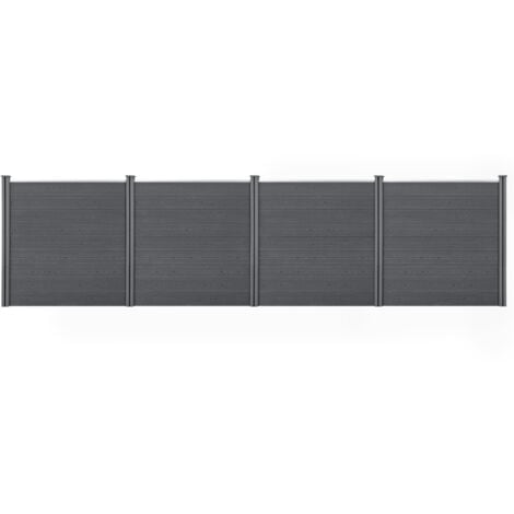 Recinzione in WPC per Giardino Staccionata Frangivista Alta 183 cm Lunga 705 cm Grigio NEU.HOLZ