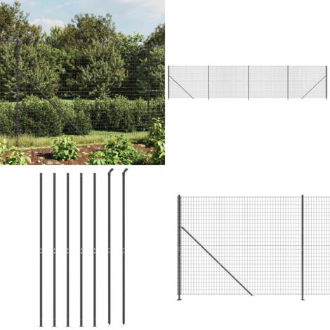 Recinzione Metallica con Flangia Antracite 2x10 m - Recinzione da giardino - Recinzione con flangia