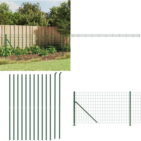 Recinzione Metallica con Flangia Verde 0,8x25 m - Recinzione da giardino - Recinzione con flangia