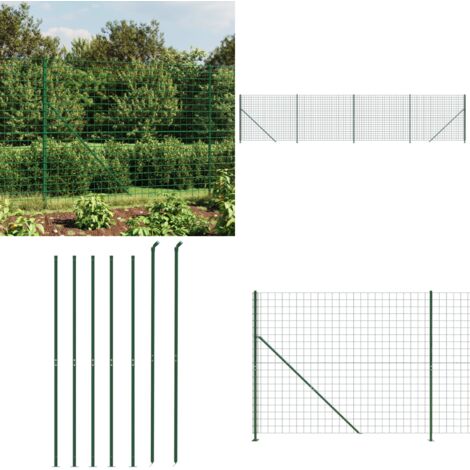 Recinzione Metallica con Flangia Verde 2,2x10 m - Recinzione da giardino - Recinzione con flangia