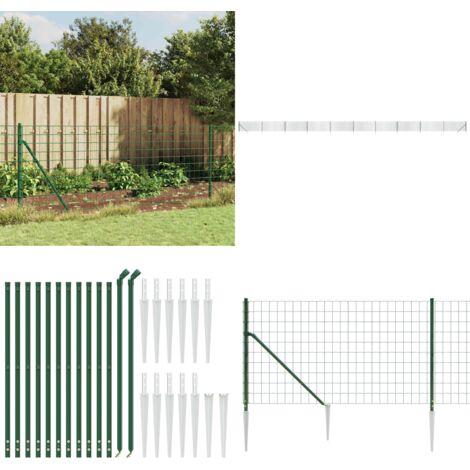 Recinzione Metallica con Picchetti Ancoraggio Verde 0,8x25 m - Recinzione da giardino - Recinzione per animali