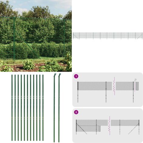 Recinzione Metallica Verde 2,2x25 m in Acciaio Zincato - Recinzione verde - Acciaio zincato