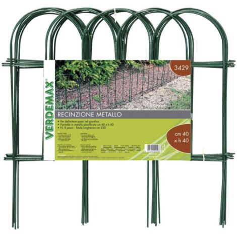 Recinzione per Aiuole Giardino ad Arco Acciaio Plastificato Verde Verdemax 40x40