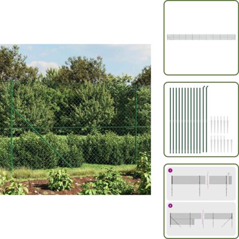 Recinzione per animali - vidaXL Recinzione a Rete con Picchetti Ancoraggio Verde 1,6x25 m - Recinzione verde