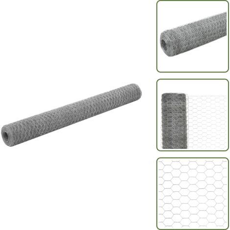 Recinzione per animali - vidaXL Recinzione in Rete per Pollaio Acciaio Zincato 25x1,2 m Argento - Recinzione per bestiame