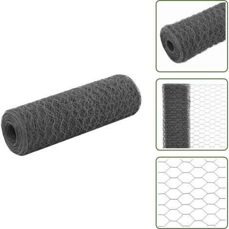 Recinzione per animali - vidaXL Recinzione in Rete per Pollaio in Acciaio e PVC 25x0,5 m Grigia - Recinzione per bestiame