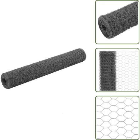 Recinzione per animali - vidaXL Recinzione in Rete per Pollaio in Acciaio e PVC 25x1 m Grigia - Recinzione per bestiame