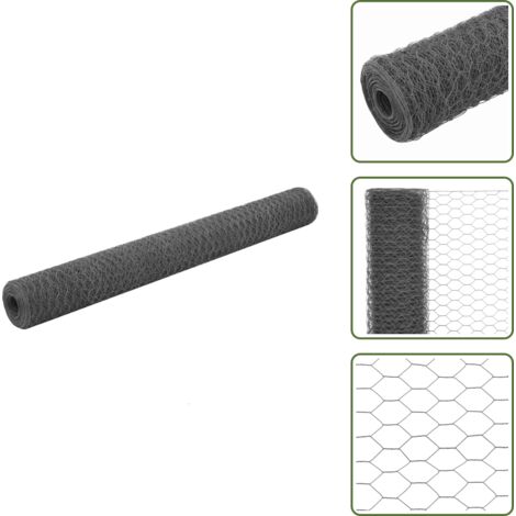 Recinzione per animali - vidaXL Recinzione in Rete per Pollaio in Acciaio e PVC 25x1,2 m Grigia - Recinzione per bestiame