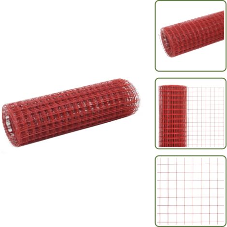 Recinzione per bestiame - vidaXL Recinzione in Rete per Pollaio in Acciaio e PVC 25x0,5 m Rossa - Recinzione per voliera
