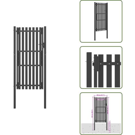 Recinzione per giardino - vidaXL Cancello per Recinzione da Giardino in Acciaio 100x200 cm Antracite - Cancello in acciaio