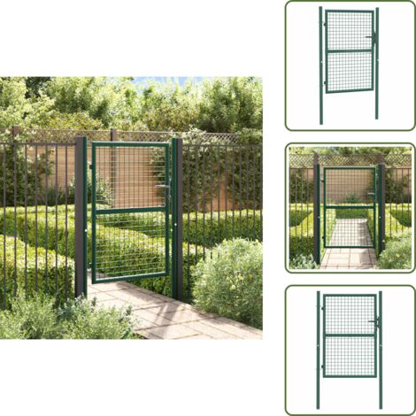Recinzione per giardino - vidaXL Cancello per Recinzione in Acciaio 100x125 cm Verde - Cancello per patio