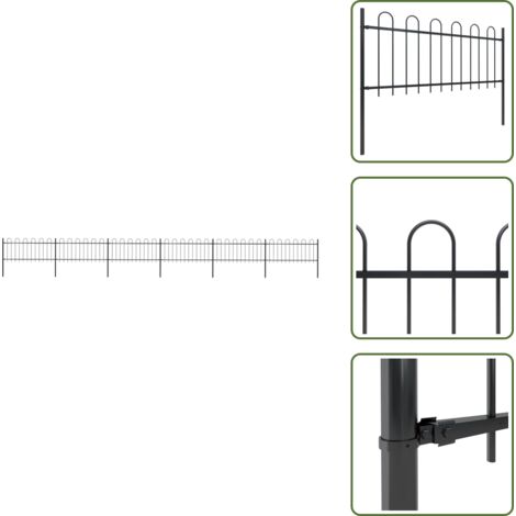 Recinzione per giardino - vidaXL Recinzione da Giardino con Parte Superiore ad Anello in Acciaio 1070x80 cm Nera - Recinzione per casa
