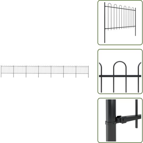 Recinzione per giardino - vidaXL Recinzione da Giardino con Parte Superiore ad Anello in Acciaio 1248x120 cm Nero - Recinzione per casa