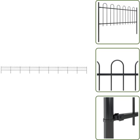 Recinzione per giardino - vidaXL Recinzione da Giardino con Parte Superiore ad Anello in Acciaio 1603,5x80 cm Nero - Recinzione per casa