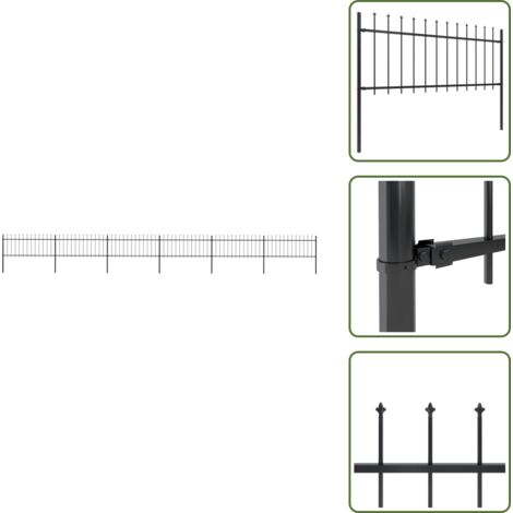 Recinzione per giardino - vidaXL Recinzione da Giardino con Punta a Lancia in Acciaio 1070x80 cm Nero - Recinzione per casa