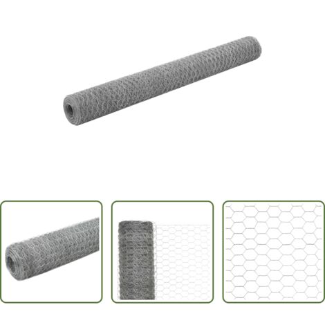 Recinzione per polli -  Recinzione in Rete per Pollaio Acciaio Zincato 25x1,2m Argento