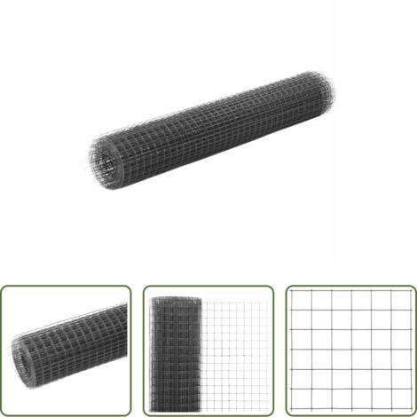 Recinzione per polli -  Recinzione in Rete per Pollaio in Acciaio e PVC 10x1 m Grigio