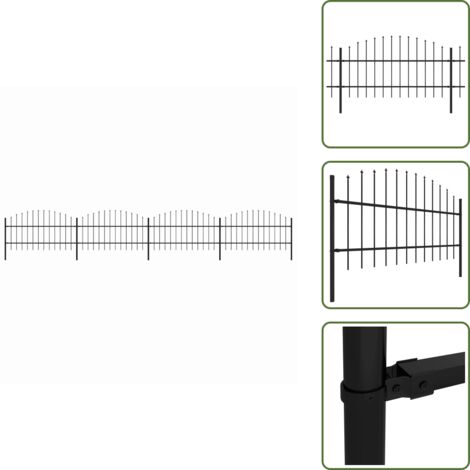 Recinzione per proprietà - vidaXL Recinzione da Giardino con Punta a Lancia in Acciaio 714,5x100 cm Nero - Recinzione per giardino
