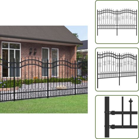 Recinzione per proprietà - vidaXL Recinzione da Giardino Kampen con Punta a Lancia Nera 240x125 cm in Acciaio - Recinzione per case