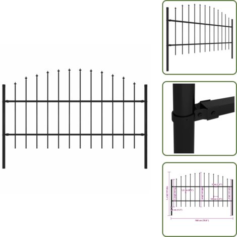 Recinzione per proprietà - vidaXL Recinzione da Giardino Woerden con Punta a Lancia in Acciaio 170x100 cm Nero - Recinzione per case