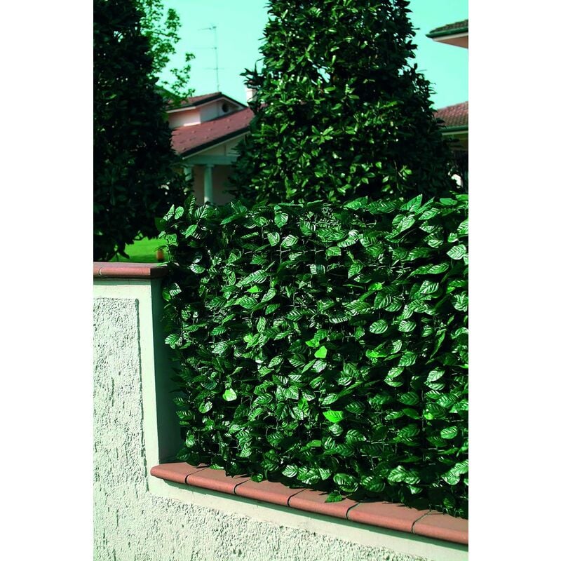 Clôture en pvc avec feuilles de laurier et filet d'ombrage 1,5x3