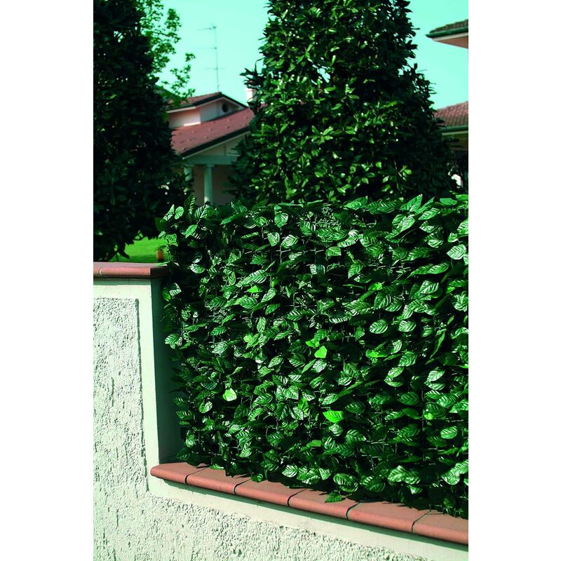 Clôture en pvc avec feuilles de laurier plus filet d'ombrage 1x3