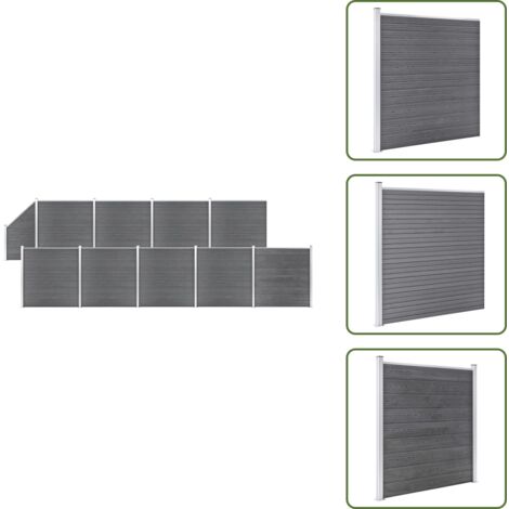 Recinzione residenziale - vidaXL Pannelli Recinzione WPC 9 Quadrati 1 Inclinato 1657x186cm Grigi - Pannelli in legno plastica
