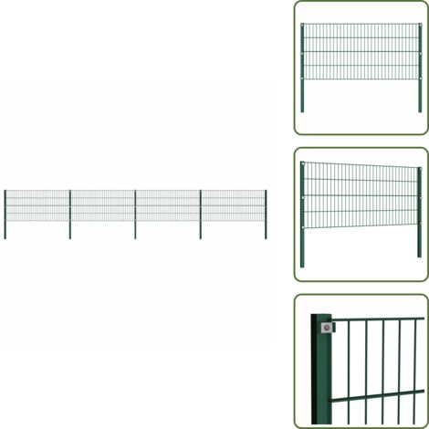 Recinzione verde - vidaXL Pannello di recinzione con pali in ferro 694,5x80 cm verde - Recinzione robusta