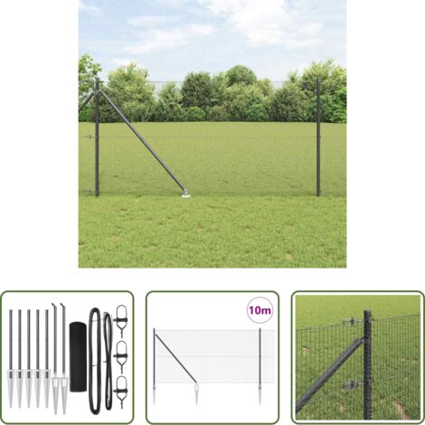Recinzioni esterne -  Palo della recinzione Grigio 10 x 1 m (rete 16 x 16 mm) Acciaio