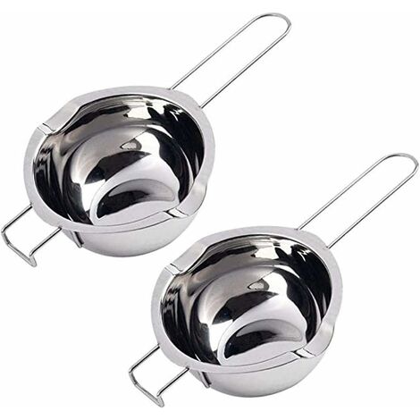 Recipient a Bain-marie ,2 Pcs Noxydable Beurre Melting Pot,ChaudièRes Universelles en Acier Inoxydable,Avec PoignéE RéSistante à La Chaleur,Fond Plat,Pour La Chauffage du Lait,Du Beurre Ou du Chocolat