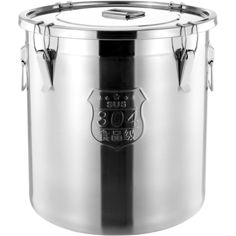 Récipient à céréales en acier inoxydable - Bidon hermétique pour aliments de cuisine - Seau à farine avec couvercle pour stockage de divers aliments