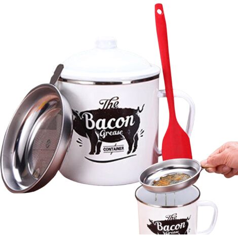 Récipient à graisse de bacon – 1200 ml de stockage d'huile Pot de graisse