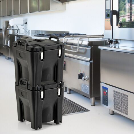 Récipient à Soupe isolé Chauffe-plats Empilable de 30 L Conteneur Isotherme Portable en Acier Inoxydable avec 4 Roues Noir CW2815 DESIGN IN