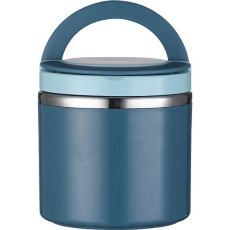 Récipient avec Poignée, 1000ml Edelstah Warmhaltebehälter pour la Nourriture, Gamelle Speisebehälter,bleu