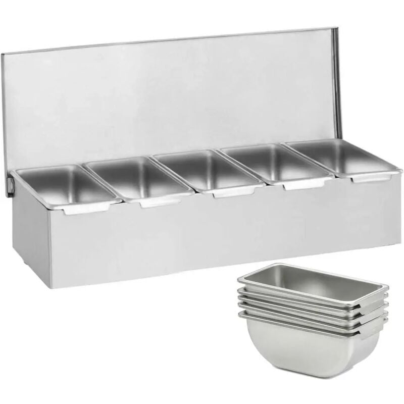 Senderpick - Récipient de distribution d'ingrédients Boîte à fruits en acier inoxydable 5 pièces avec couvercle Récipient résistant à la corrosion