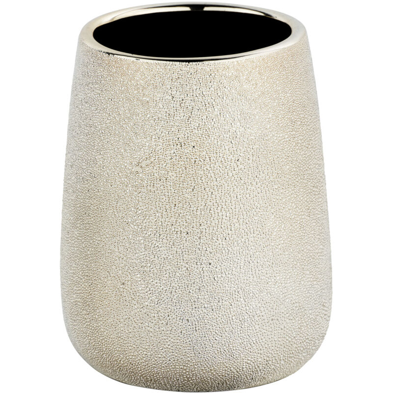 Gobelet Salle de Bain Glimma, Porte Brosse à dent, céramique effet paillette, ø 8,5x10,5 cm, doré - Wenko