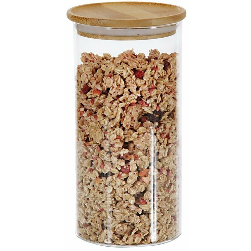 Kesper - Récipient en verre avec couvercle en bambou, 1,2 l