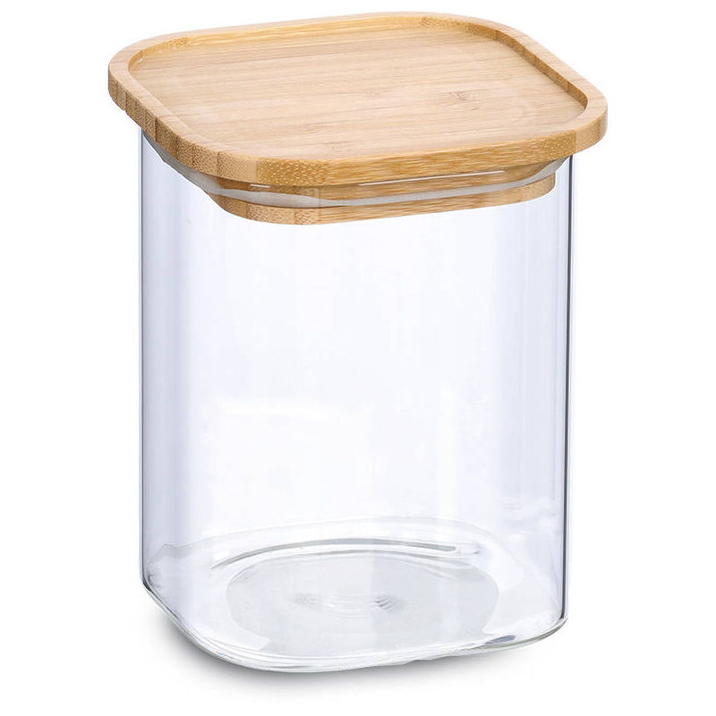 Zeller - Récipient en verre avec couvercle en bambou, 900 ml, 11 x 11 x 13,6 cm