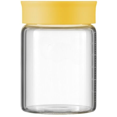 Récipient en verre jaune souple BUYDEEM de 500 ml avec couvercle, modèle CS1013