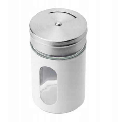 Récipient en verre pour épices, distributeur d'épices, Alcano, 90 ml, blanc brillant