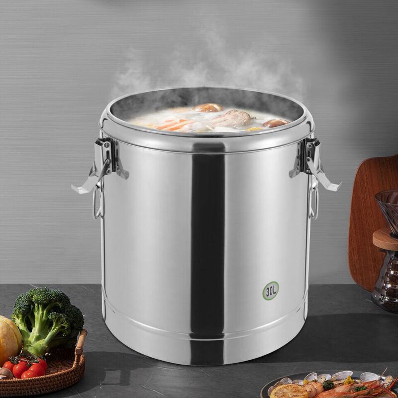 Récipient isotherme de 30 litres pour soupe Récipient isotherme en acier inoxydable pour le transport de soupe, sans robinet