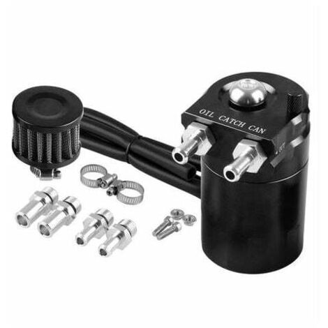 Recipiente colector de aceite universal, 300 ml, filtro de aire, respiradero, separador de motor, tanque de aceite, colector de aceite para automóvil (negro)