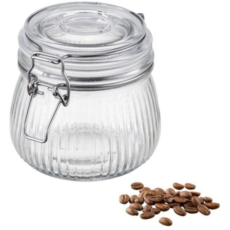 Recipiente de vidrio hermético Tarro Lino 500 ml Tapa de vidrio Hebilla metálica Sello de silicona