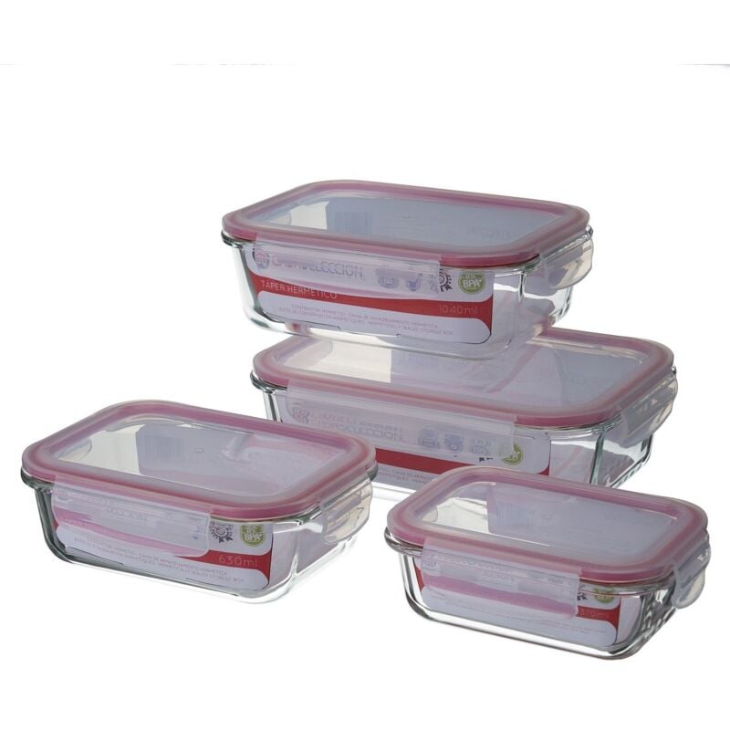 

Recipiente hermético rectangular de vidrio pyrex transparente de 530 ml