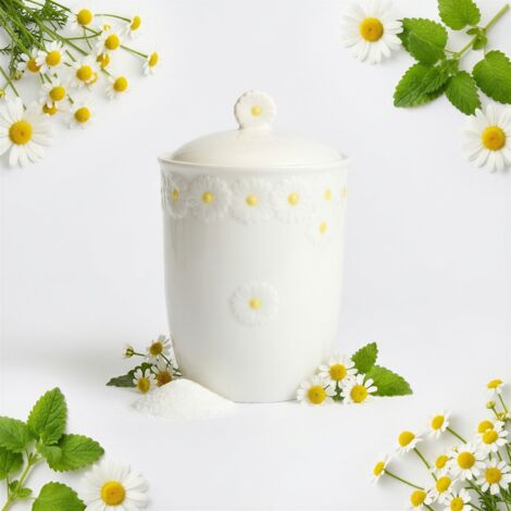 RECIPIENTE ORGANIZADOR DE ALIMENTOS DE CER脕MICA PARA ART脥CULOS SUELTOS L脥NEA DE MARGARITAS DE 16 CM